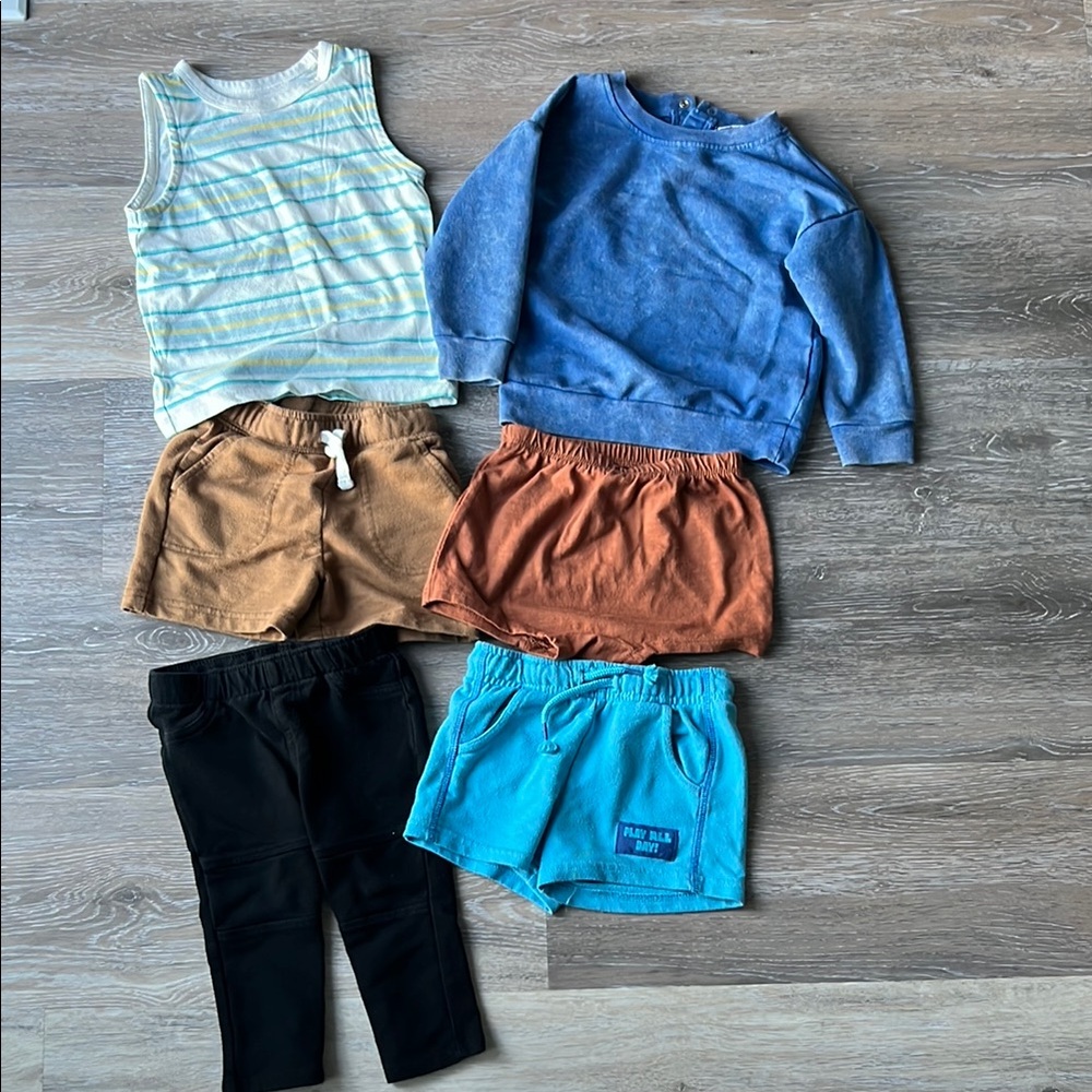 Cat & Jack 18 months shorts and tops Clothing Set - Blue, Brown, Black